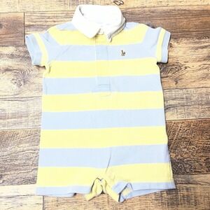 Ralph Lauren Polo Shorts Romper Baby Boy 3m Stripes Embroidered Logo Preppy